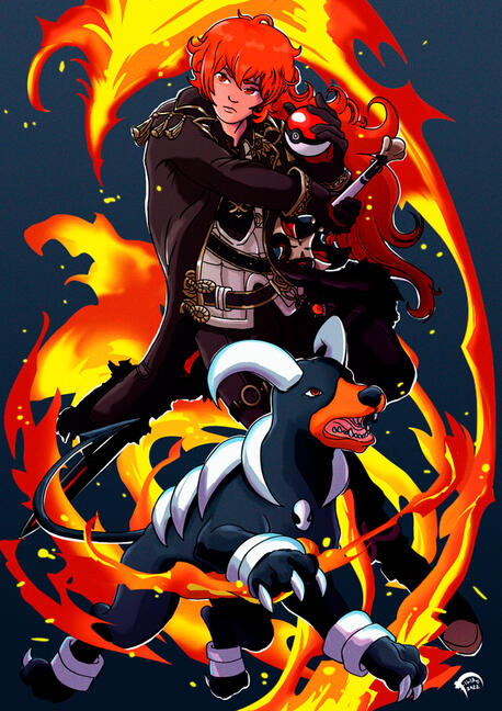 Heroi Diluc, pokemon houndoom